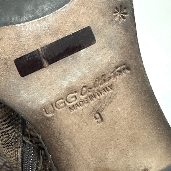 Ugg Collection Women Size 9 Giacinta Brown Ankle Boots Snake Skin Made In Italy - Picture 14 of 16